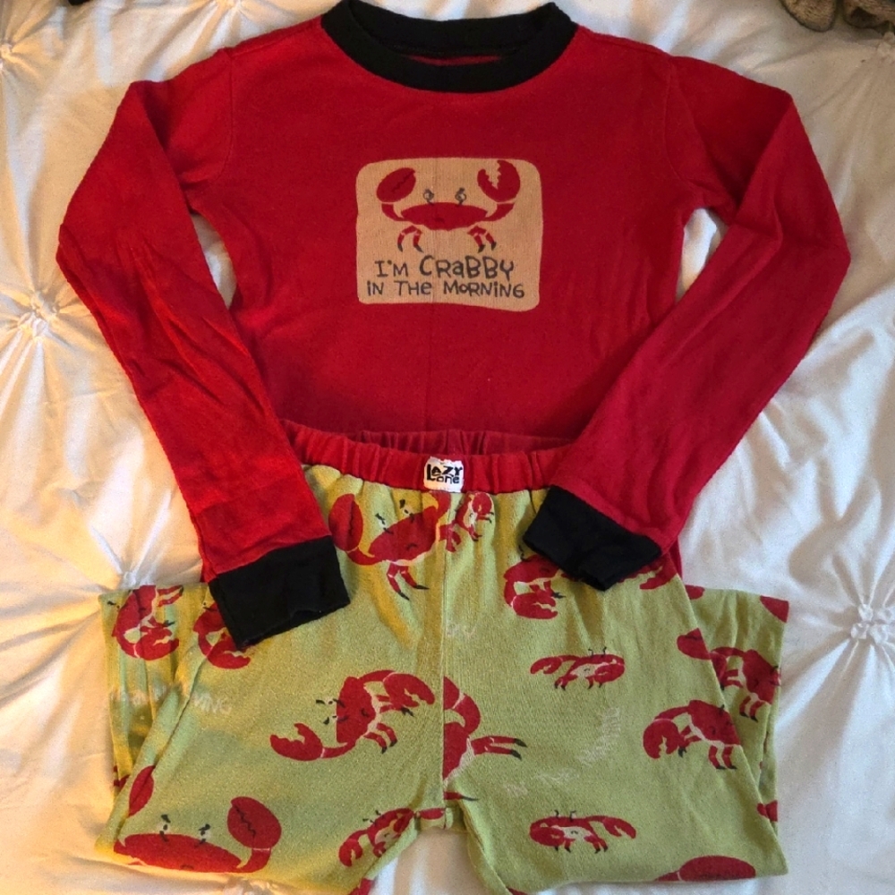 Lazy One Red and Green Crab Pajama Set